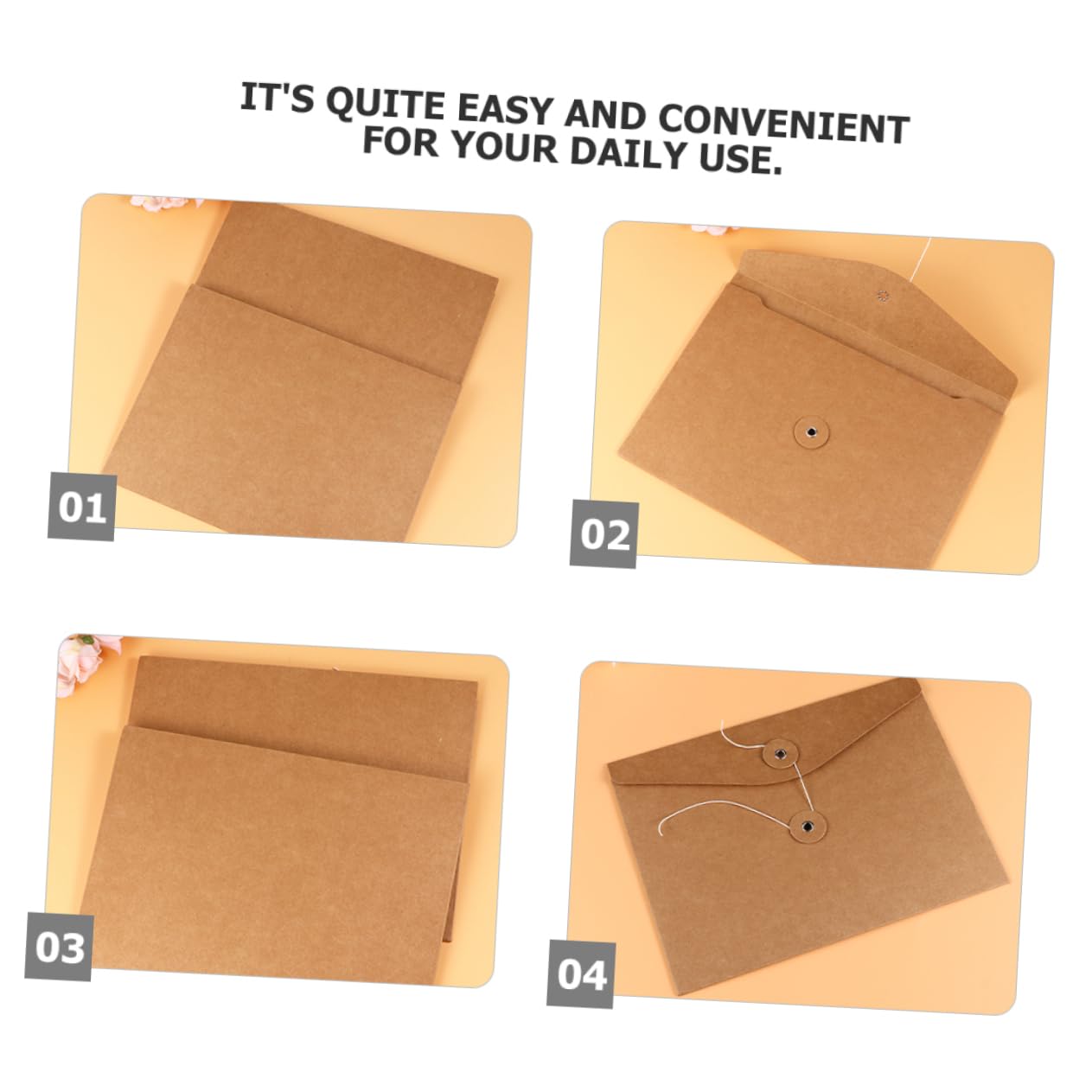 SHINEOFI Bolsas de Papel Kraft para Archivo Cierre Seguro, 10 Piezas, Diseño Retro y Práctico, Adecuado para Oficina o Espacio de Trabajo