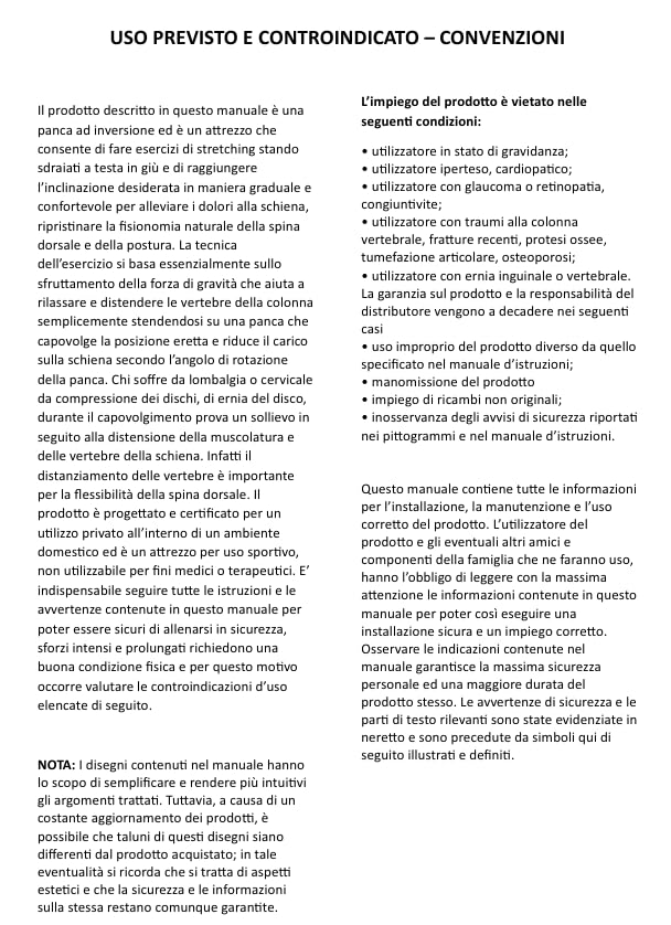 Panca a inversione per dorsali Inversion Table con Gradi di inclinazione