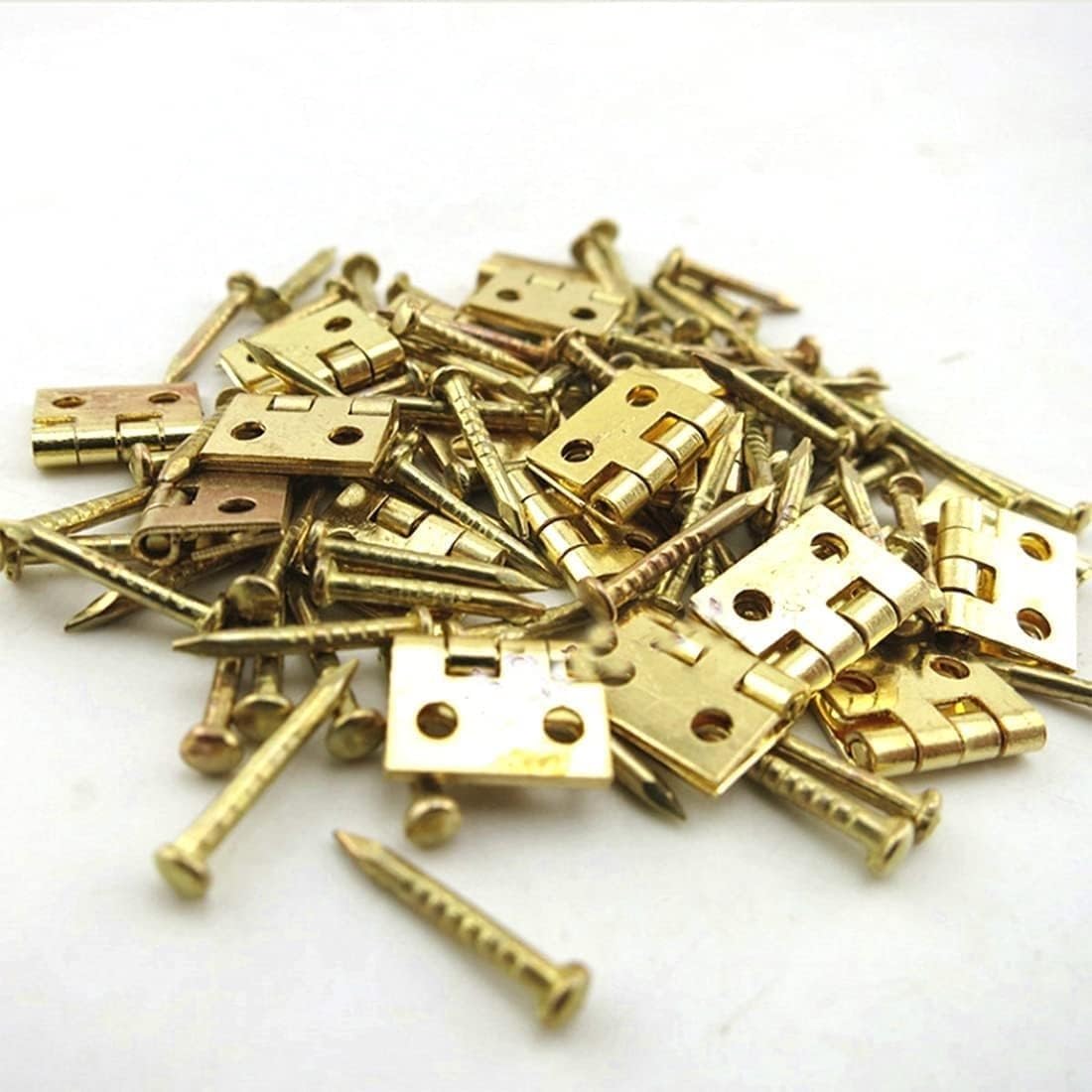 Aoicxb Gold Flush Hinges,Door Hinges,Door Hinges,100Pcs 8X10mm Mini Doll House Door Hinges, Metal Cupboard Drawer Hinge, Folding Butt Hinges For Diy Crafts Wooden Box Toys Cabinet Drawer