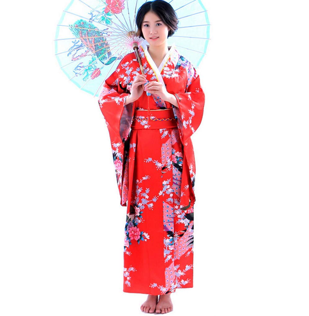 Generisch Peignoir sexy pour femme - Kimono - Caftan léger - Peignoir japonais Yukata - Robe de bain fine - Peignoir long sexy