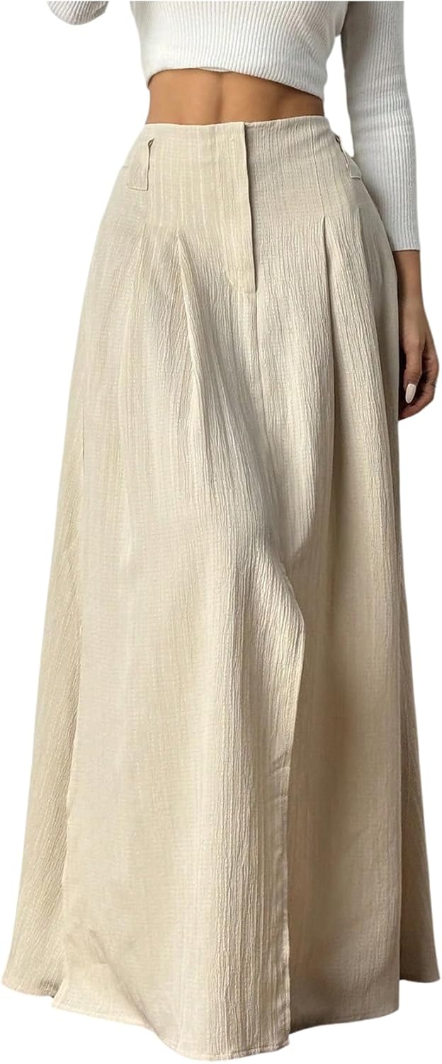 Milumia Women's Casual High Waist Maxi Skirt with Slit Elegant Ruffle Flowy A Line Long Skirts