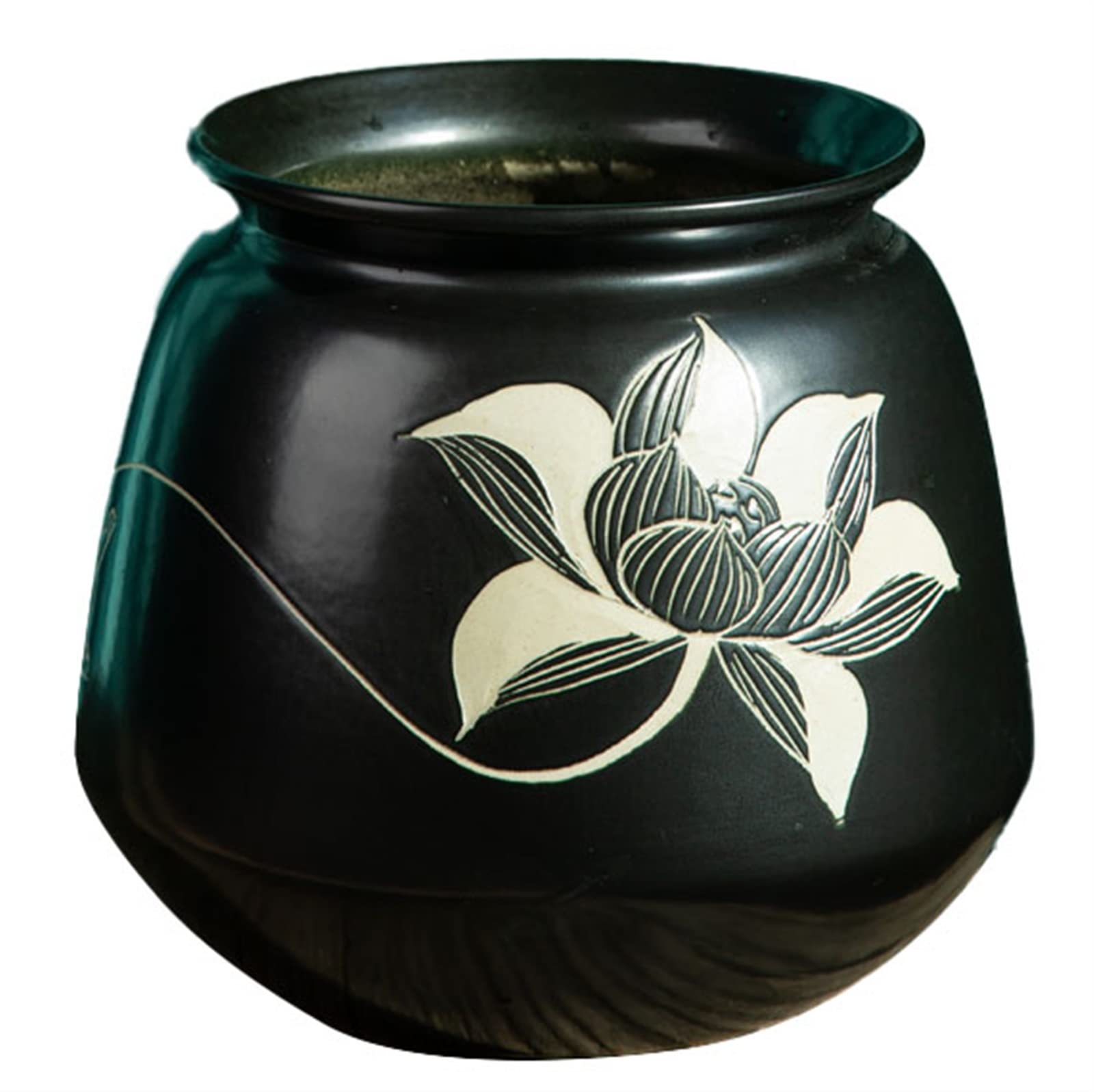 Vasi for Piante con Fori di Drenaggio, Portavaso for Piante Zen da Interno in Ceramica Alto 8,3" for Piante grasse, Fiori, Cactus, Nero