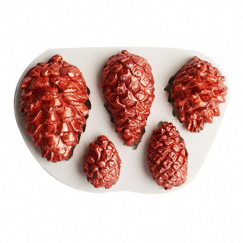 5-Cavity Pinecone Cake Fondant Mold, Pine Cone Silicone Chocolate Candy Mold Cake Cupcake Decorating Tools Sugar Craft Gum Paste Polymer Clay Mold - Image 2