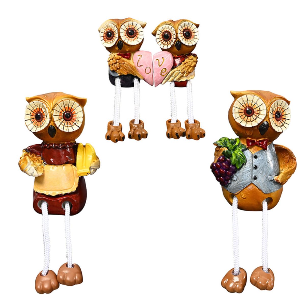 Ornements de hibou en résine statuettes miniatures pieds suspendus chambre