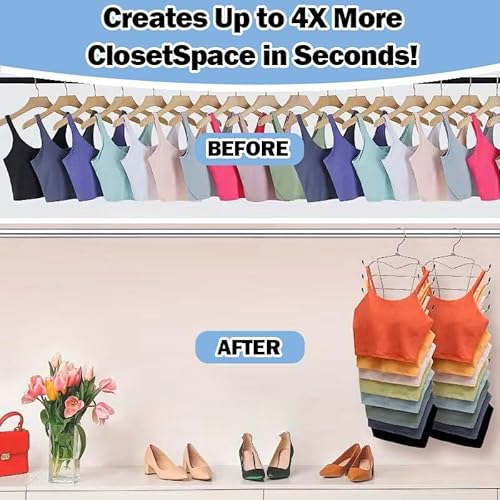 2 Stück Folding Platzsparende Kleiderbügel, 8 Etagen BH Aufbewahrung Metall Edelstahl Büge, rutschfest Stabiler Langlebiger Magie Kleiderbügel für Tank Tops, Camisoles, Pyjamas, BH, Strapsröcke