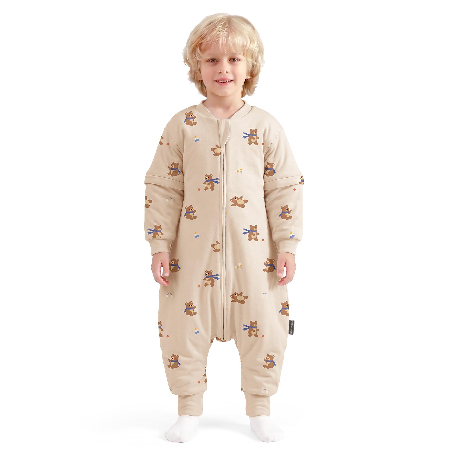Mosebears Baby Schlafsack mit Beinen 2.5 Tog Warm gefüttert winter kinder schlafsack abnehmbaren Ärmeln Junge Mädchen Unisex Schlafanzug (18-36 Monate(baby height 85-95cm))