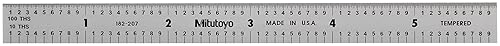 Mitutoyo 182-207, regla de acero, 6" X 5.906 in, (110, 1100", 0.039 in, 10.079 in), 164" de grosor x 12" de ancho, acabado cromado satinado acero