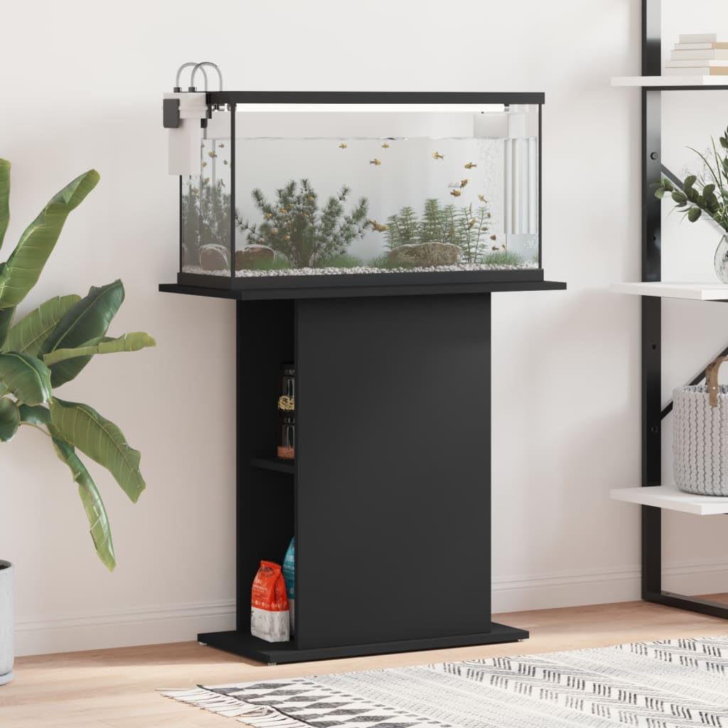 Support pour aquarium noir 75x36x72,5 cm bois d'ingénierie