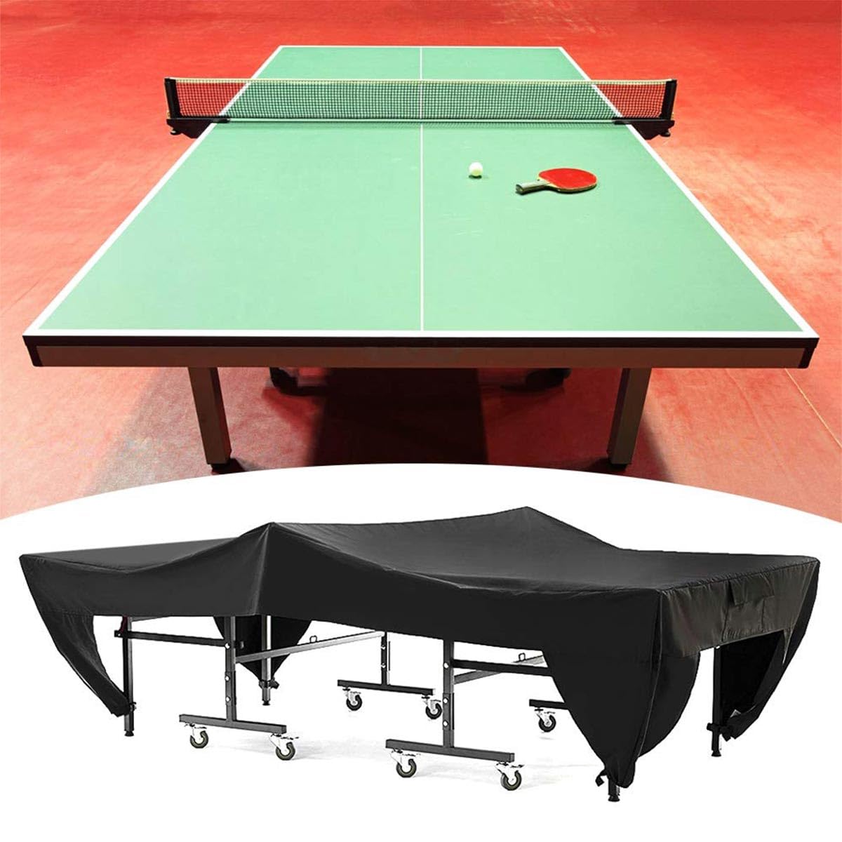 Housse de Protection pour Table de ping-Pong, imperméable, pour Table de ping-Pong d'extérieur, Anti-poussière, Noire, 280 x 153 x 73 cm