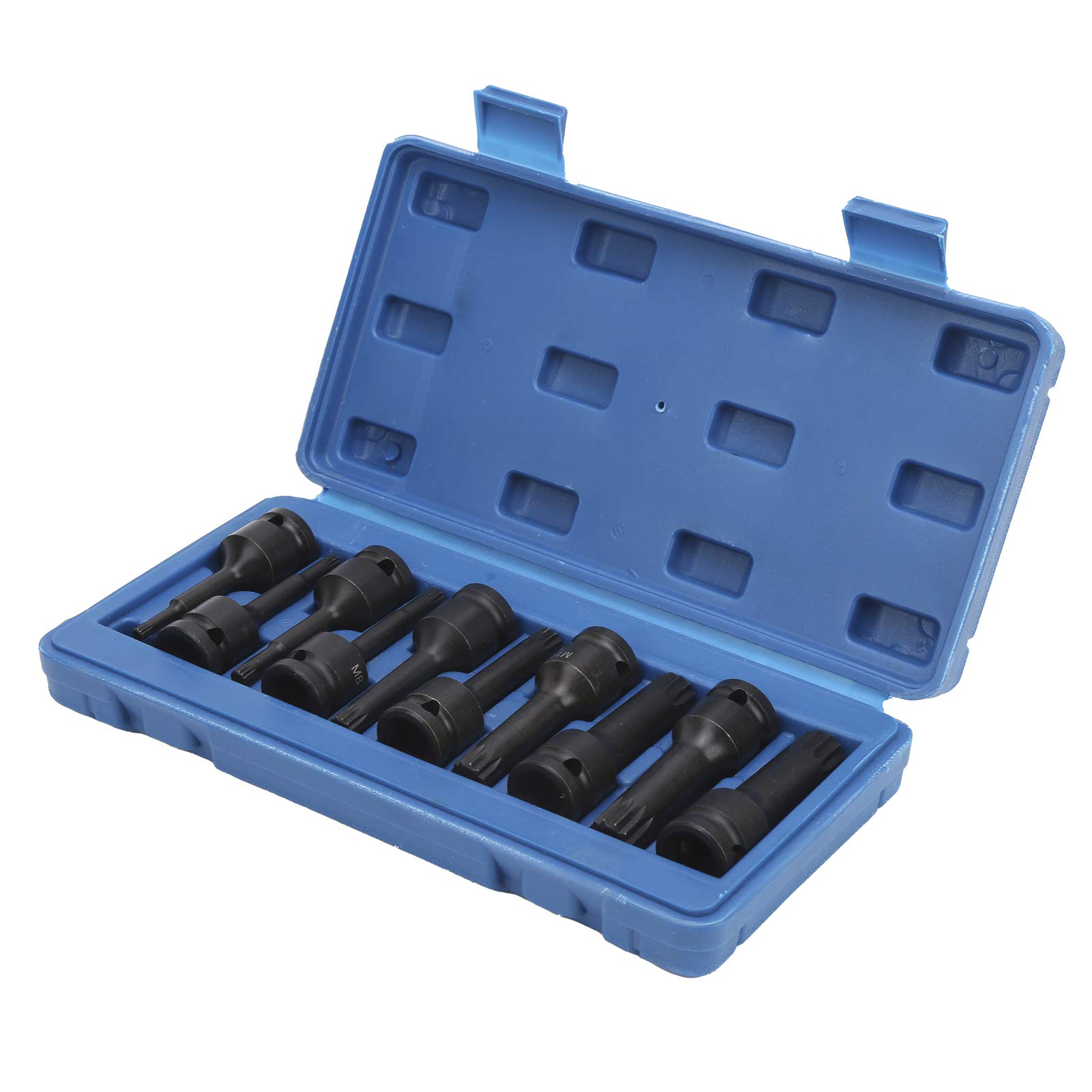Juego de 10 brocas cuadradas para enchufe, herramienta de enchufe de impacto con accionamiento de 1/2 pulgada, brocas de destornillador de acero CR-MO M5–M18 de 78 mm de longitud