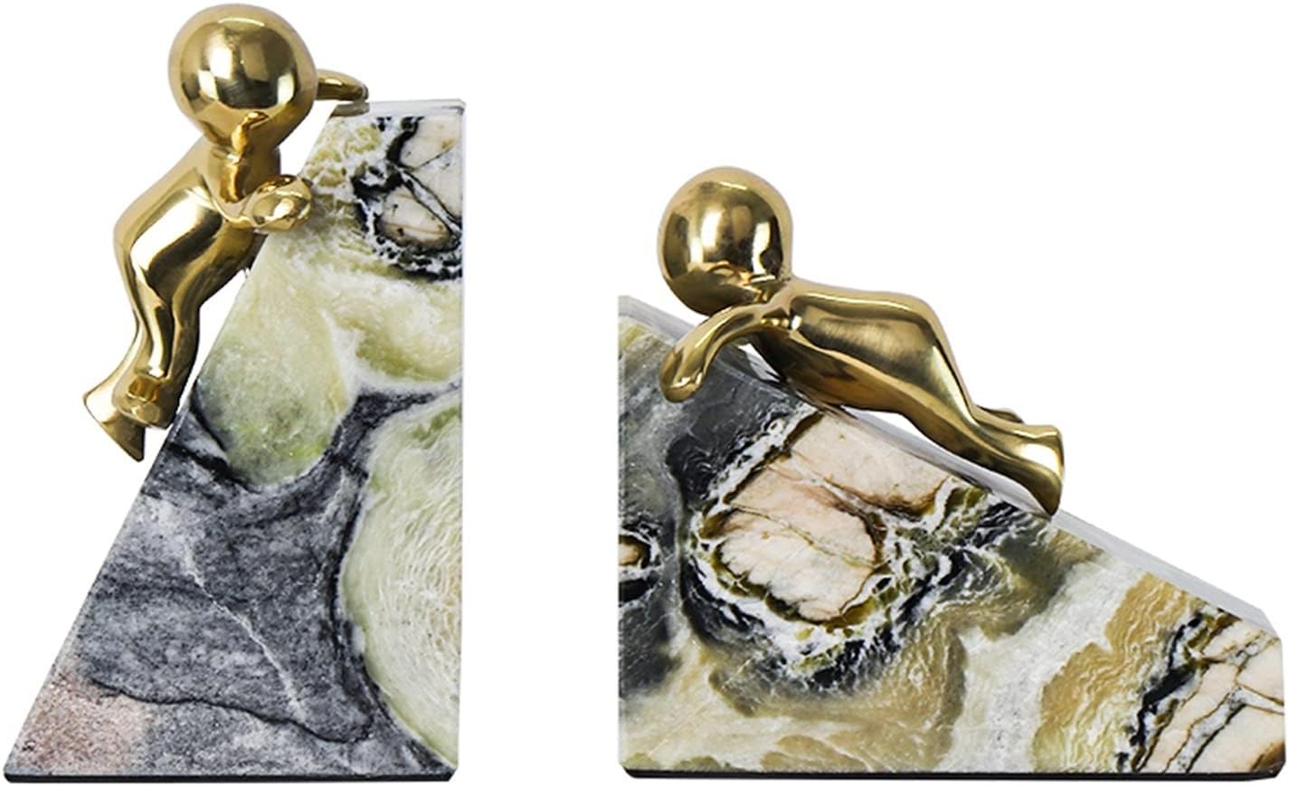 TOMYEUS Bookend Marble Bookend Ornaments，Book Ends, Bookends for Shelves, Bookends for Heavy Books, Book Shelf Holder Decorative Book Ends Book Stopper