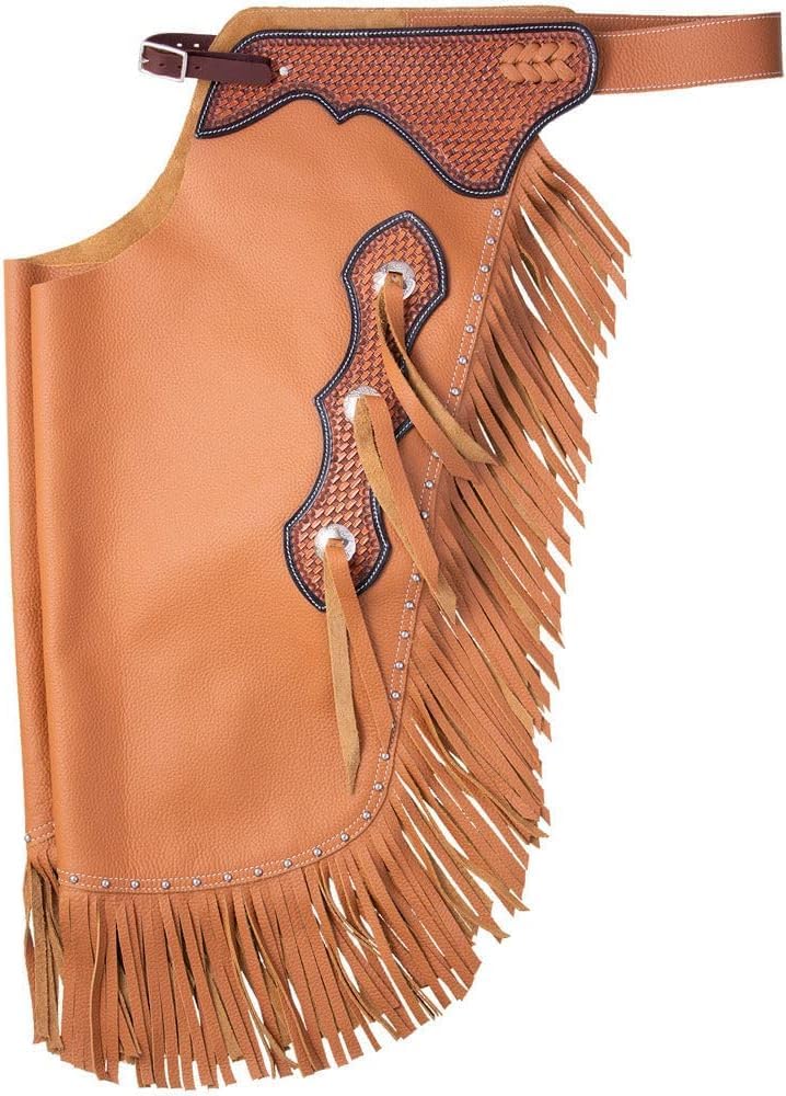 Custom Made Leather Fashion Chinks with Hand Tooled Yoke Set for Men Women Kids Small Medium Large LC-011