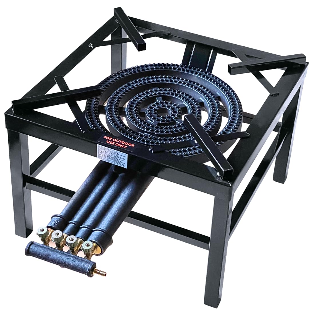 iBest UK Cast Iron Steel Catering Stove | Key Burners | Outdoor LPG Black Cooker (Four Keys)