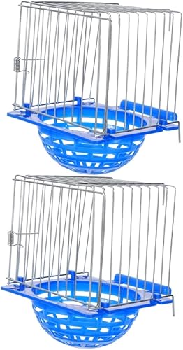 Ipetboom Jaula para pájaros, 2 nidos para eclosionar para cacatúa, pinzón, loro, jaula portátil para animales, jaula colgante de alambre de hierro,