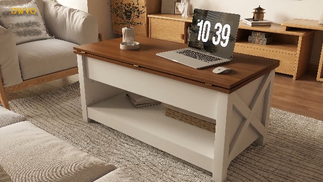 Farmhouse Lift Top Coffee Table With Sliding Barn Door,Rustic Center Table With Hidden Storage Compartment Storage Coffee Table Converts Dining Table Living Ro