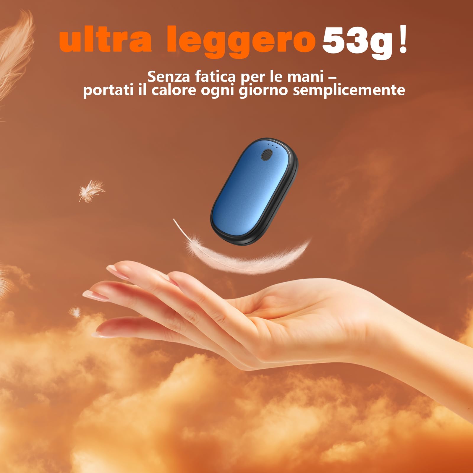 Scaldamani Ricaricabile, 2 in 1 Scaldamani Magnetico 5000mAh, Scalda Mani Elettrici USB-C, Certificato CE UL,3 Livelli di Temperatura, Per Campeggio All'aperto, Caccia e Golf (Blau)