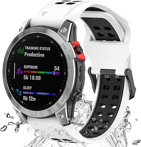 Miimall Correa de repuesto compatible con Garmin Fenix 7, 0.866 pulgadas de ancho, de silicona suave, impermeable, para Garmin Fenix 77 Solar7