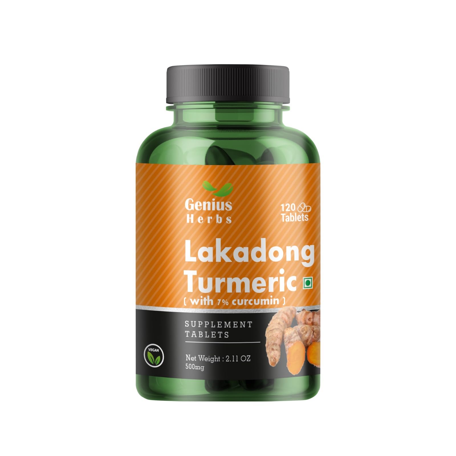 Genius Herbs Lakadong Turmeric Tablets 500 mg | 7-12% Curcumin Contents | Natural Detox | 120 Tablets Pack of 1 (B0C96VPMG7) Amazon Price History, Amazon Price Tracker