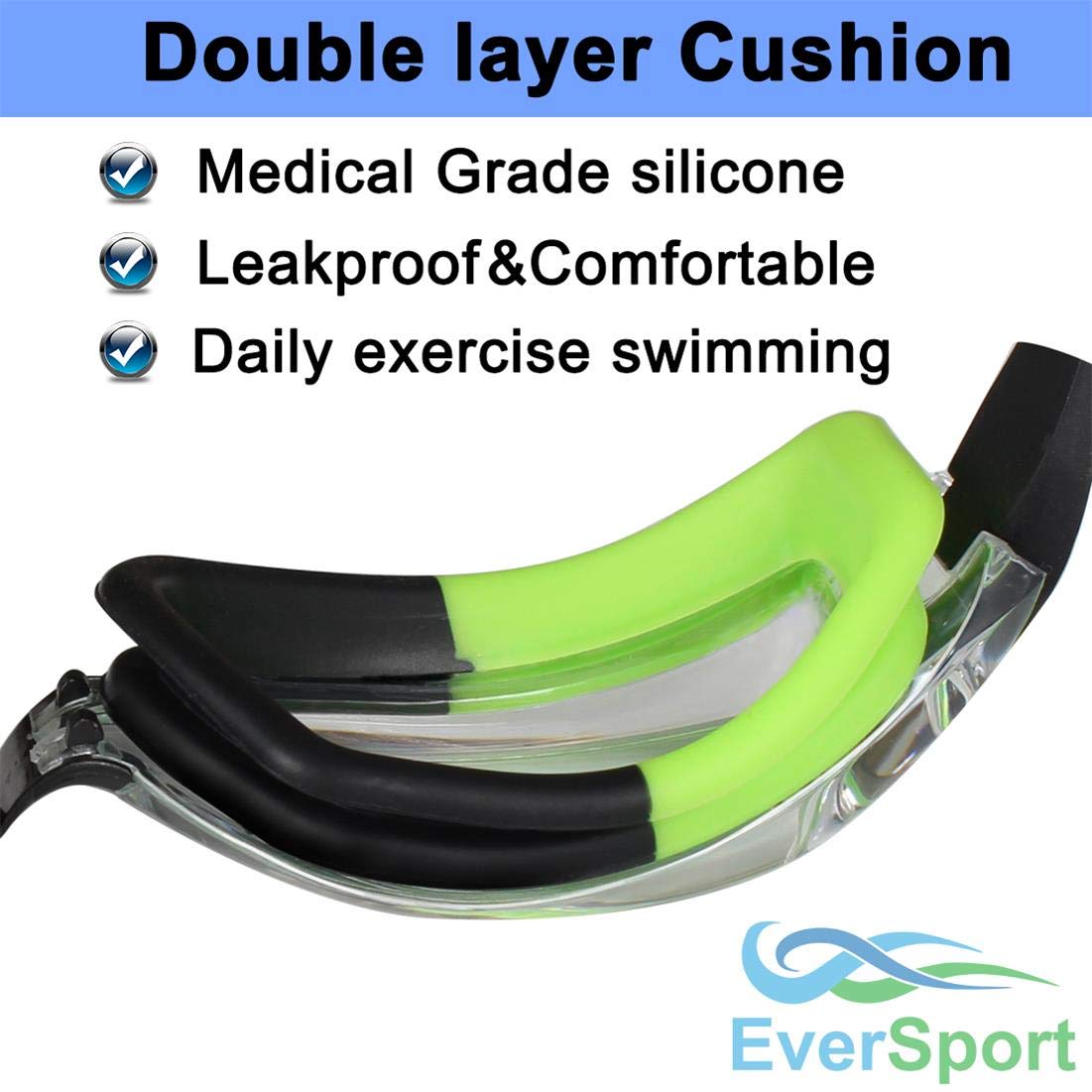 EverSport Kinder-Schwimmbrille, Anti-Beschlag, auslaufsicher, 4–16, Jungen