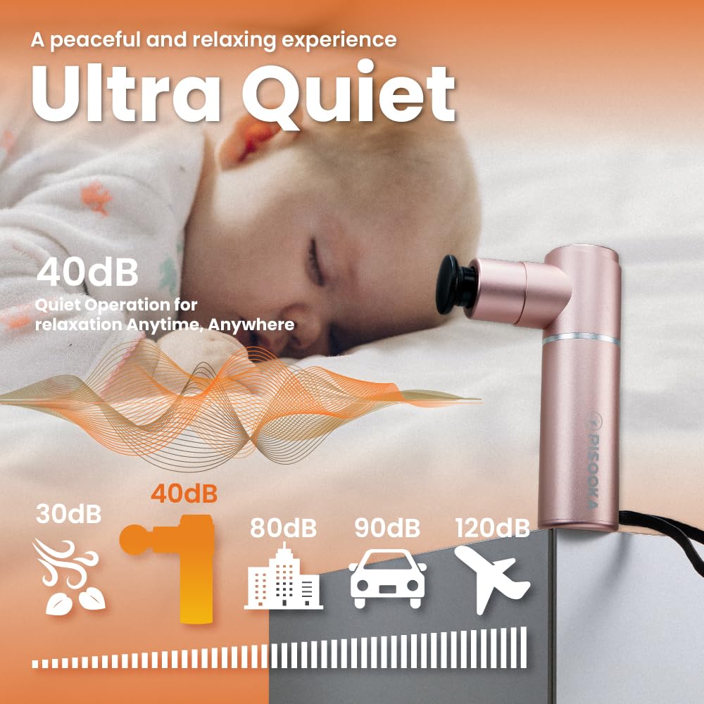 PISOOKA X Mini Pistolet de Massage, Percussion Massage Gun Deep Tissu, Masseur portatif extrêmement léger et portable pour soulagement de la douleur du cou, relaxation musculaire, cadeaux pour him (4