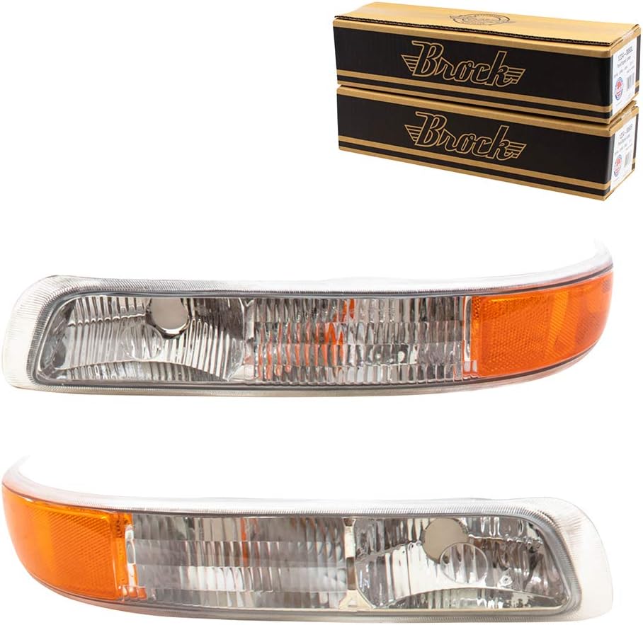 Brock Replacement Driver and Passenger Set Park Signal Side Marker Lights Compatible with 1999-2002 Silverado Pickup Truck 15199558 15199559