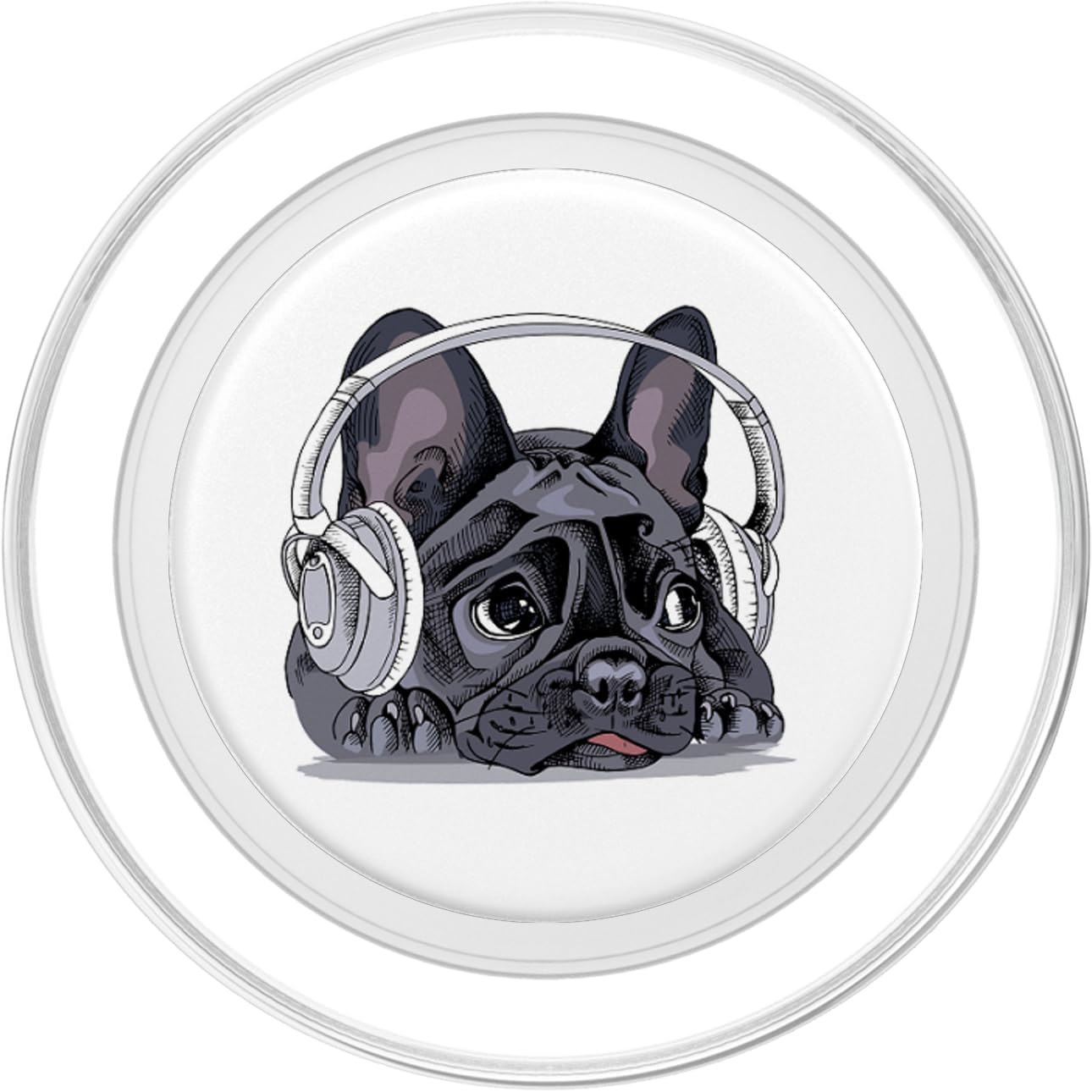 Cute French Bulldog Pop Socket Ear Phones On White PopSockets PopGrip for MagSafe