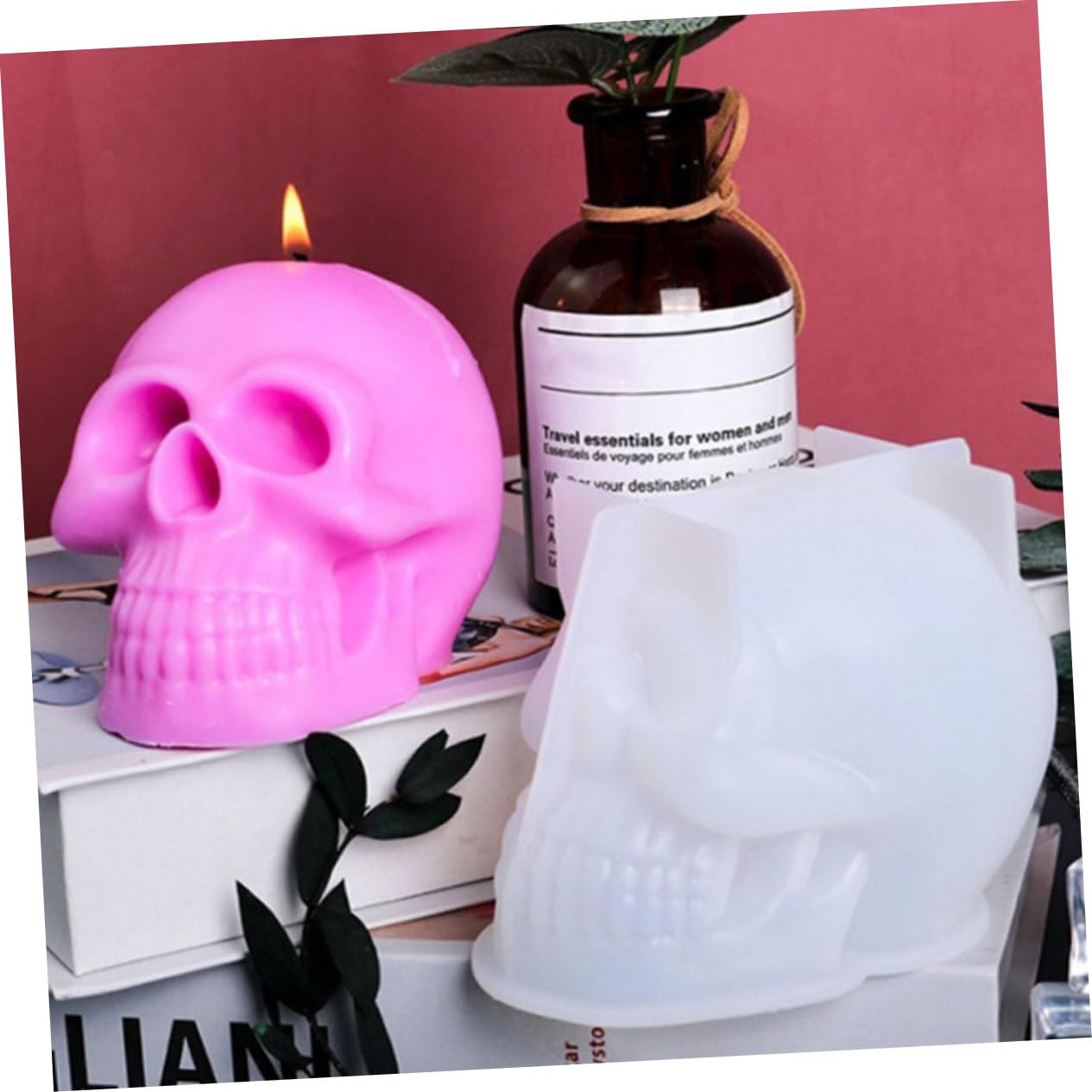 NUOBESTY 5piezas Molde De Silicona Para Velas Aromáticas Forma De Calavera Para Manualidades De Halloween y Jabones Hechos Mano