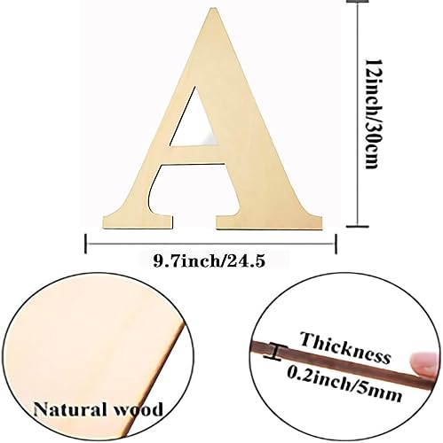 Miniatura 2 de Letras de madera A de 12 pulgadas de grosor, letras de madera en blanco sin terminar de 15 pulgadas de grosor, tablero de letrero de madera para