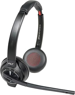 SAVI 8200 Series W8220-M Wireless DECT Headset System, Certified for Skype for Business, Black