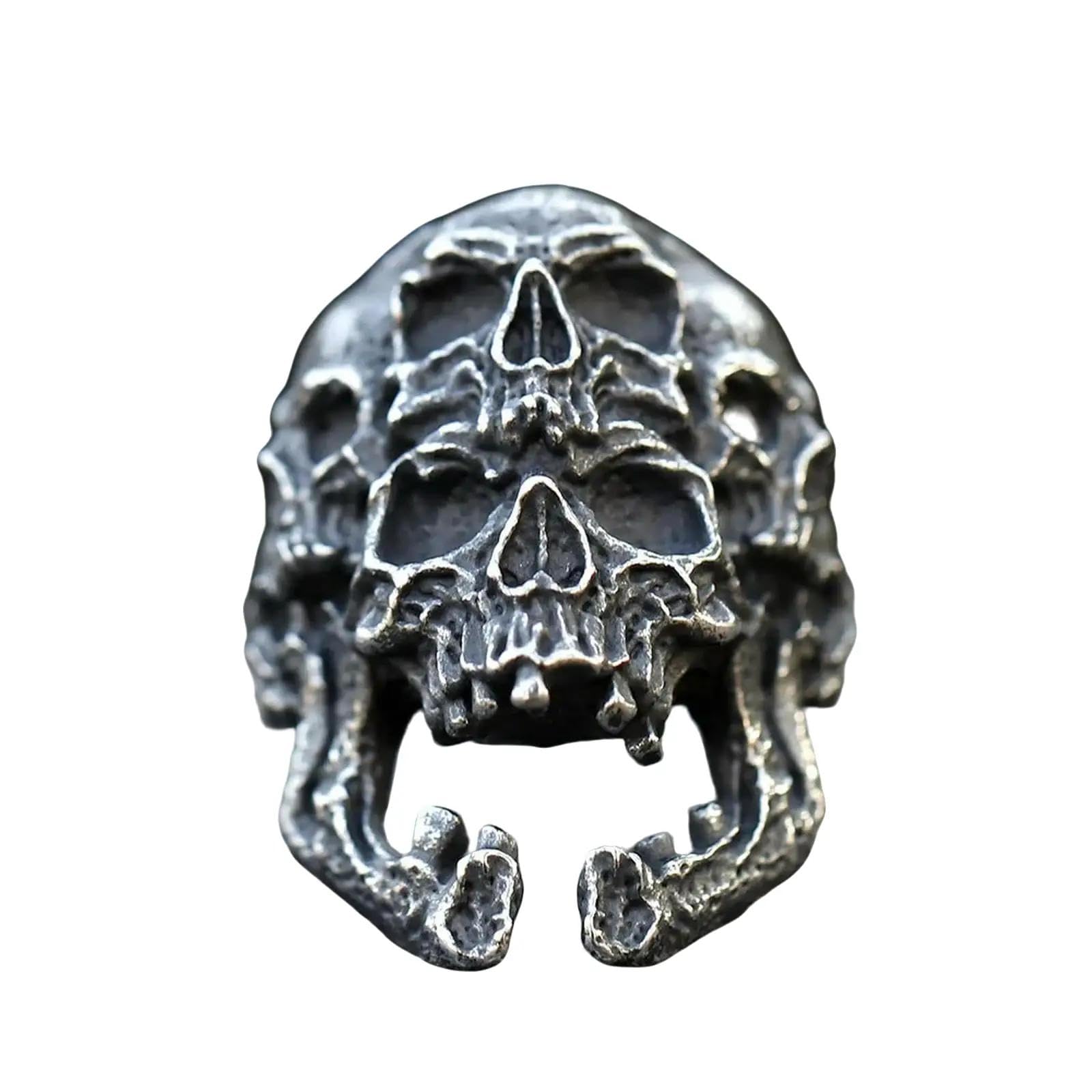 New Men's Rings Double Skull Horn Ring For Men Heavy Punk Goth Demon Jewelry Gifts Vintage