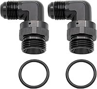 Vista 33 de Adaptador de riel de bomba de combustible macho de aluminio de radio de alto flujo 45 grados 6AN macho a 4AN macho con junta tórica AN4 ORB, negro