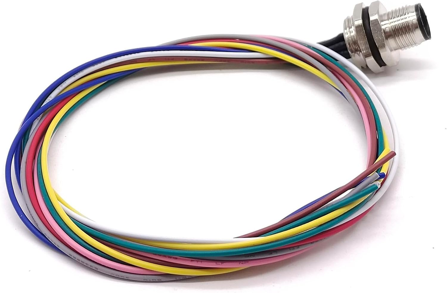 Elecbee M12 Connector Socket Mount M16 x 1.5 Individual Wires 0.5M Shiled (A Code 8 Pin Male Back Mount)