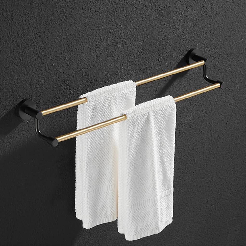 LMYSXAOZ Towel Rails Light All Copper Rack, Bar, Toilet Holder, Double-Bar Wall Hanging Rack Racks/Black 50Cm The New