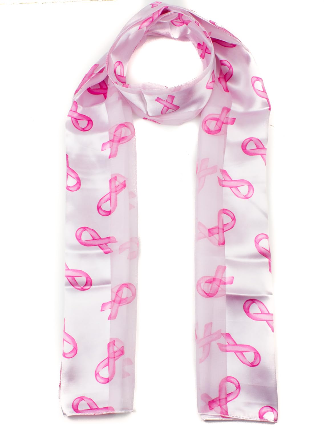Mytoptrendz Women's Light Pink With Pink Ribbon Mytoptrendz® Satin Chiffon Pink Ribbon Scarf Pink (Light Pink With Pink Ribbon)