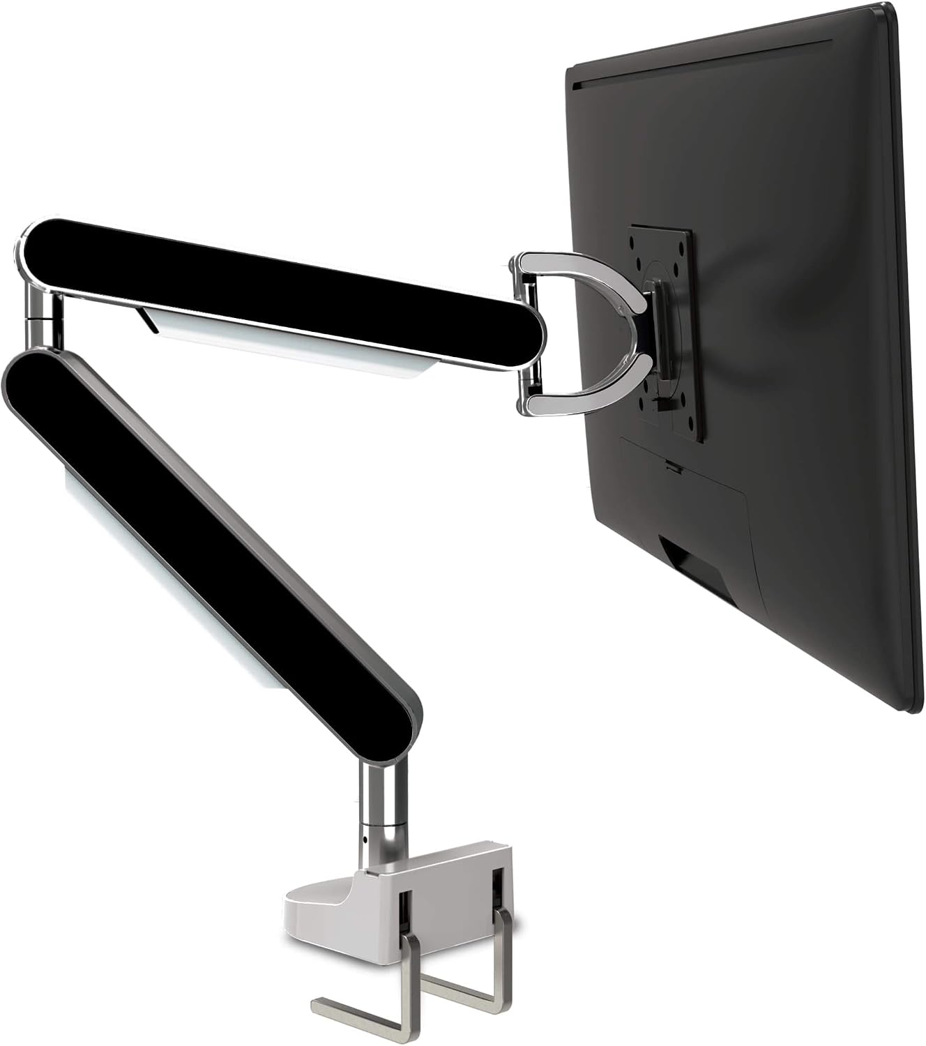 ZG1 Premium Desk Mounted Single Arm Monitor Stand (Fits One Monitor Up to 38”) 360 Degree Full Range of Motion Adjustable Monitor Mount Arm with Changeable Panels - 24.3 lb Capacity