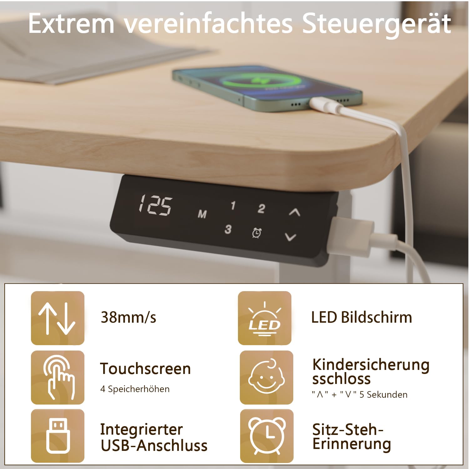 Homall G-23 PRO Höhenverstellbarer Tisch Gestell mit 2 Motoren,Elektrisch Tischgestell Belastbar bis 130KG, 3-Fach-Teleskop, Tischgestell mit Memory Steuerung, Kollisionschutz- und Erinnerungsfunktion