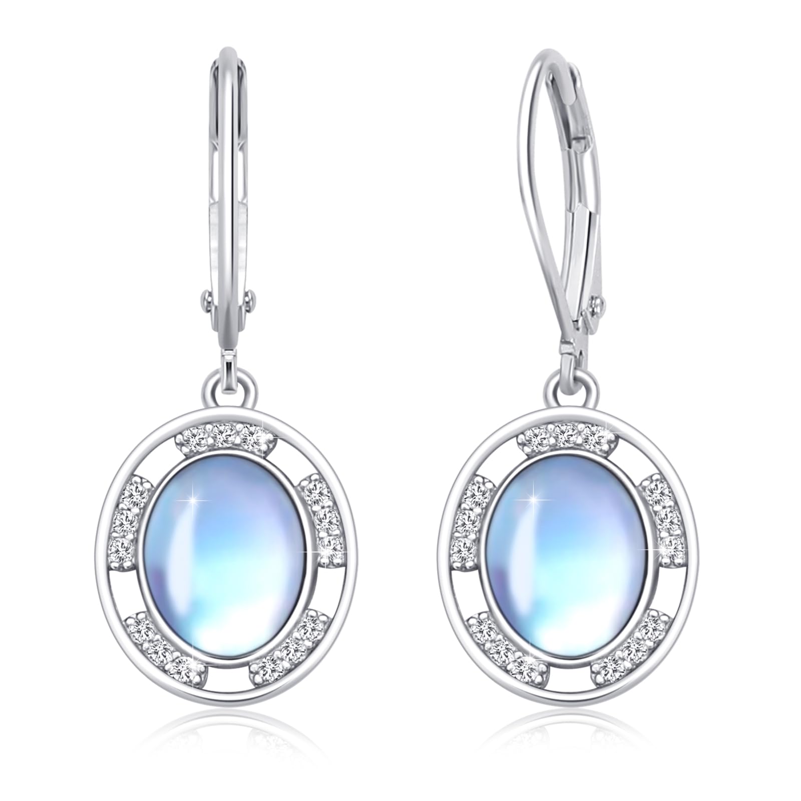 REDSUN Mondstein Tropfen Ohrringe 925 Sterling Silber Damen Keltischer Schmuck Leverback Mondstein/Türkis/Opal Hypoallergen Elegante Hängende Ohrringe Geschenk für Freundin Frau Mutter Geburtstag