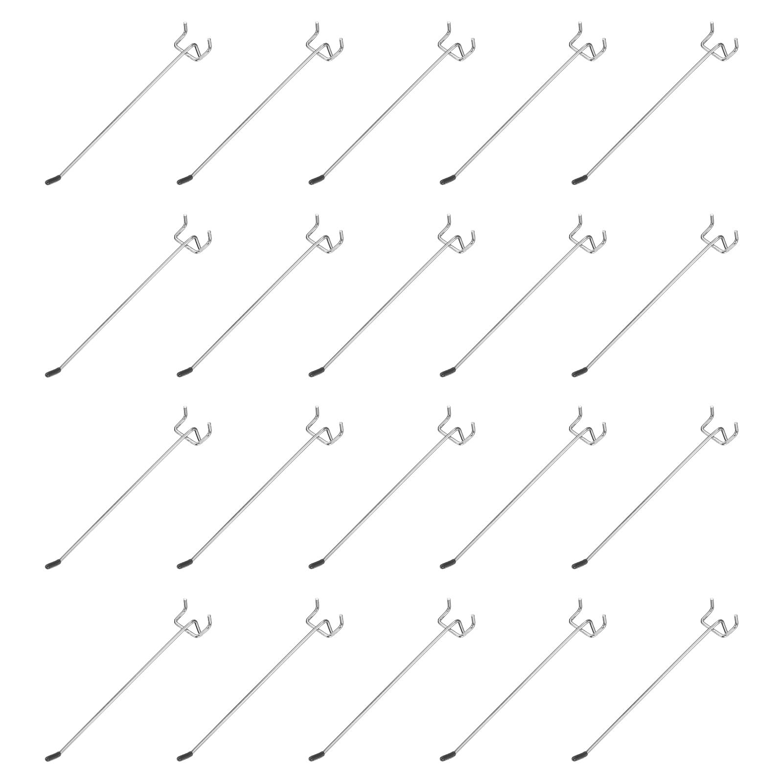 sourcing map 20Pcs Pegboard Hooks, 7.9 in l Shape Pegboard Wall Hook Heavy Duty Peg Board Shelving Hook 0.16" T Fit 1-1/4" Hole Pegboard for Wall Organizing, Garage, Kitchen, Store, Silver โ image 1