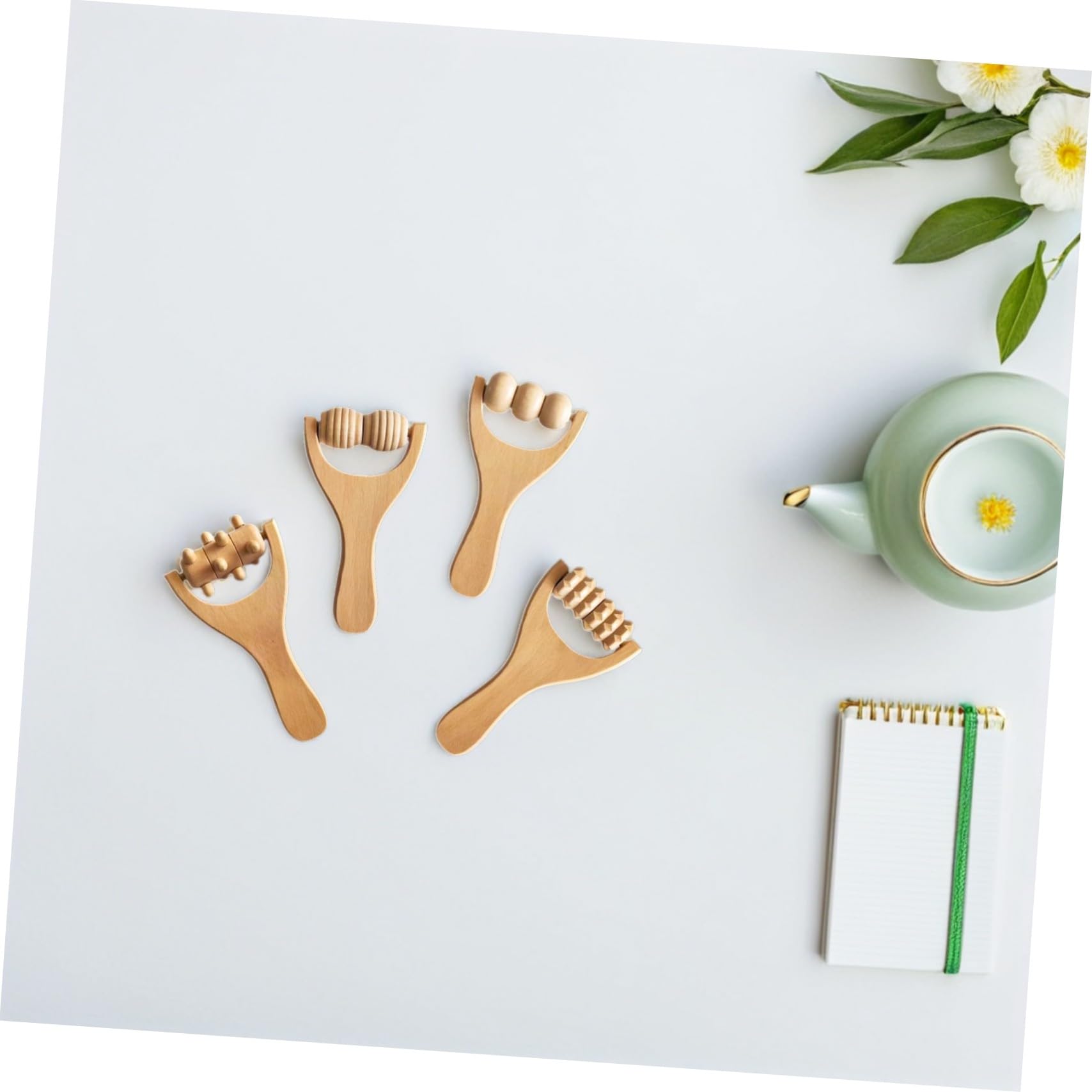 8 Stück Teiliges Holz massagewerkzeug mit Ergonomischem Griff Tragbarer Körper Fußroller für Tiefengewebemassage Natürliche Holzqualität für Nacken Schulter Rückenentspannung