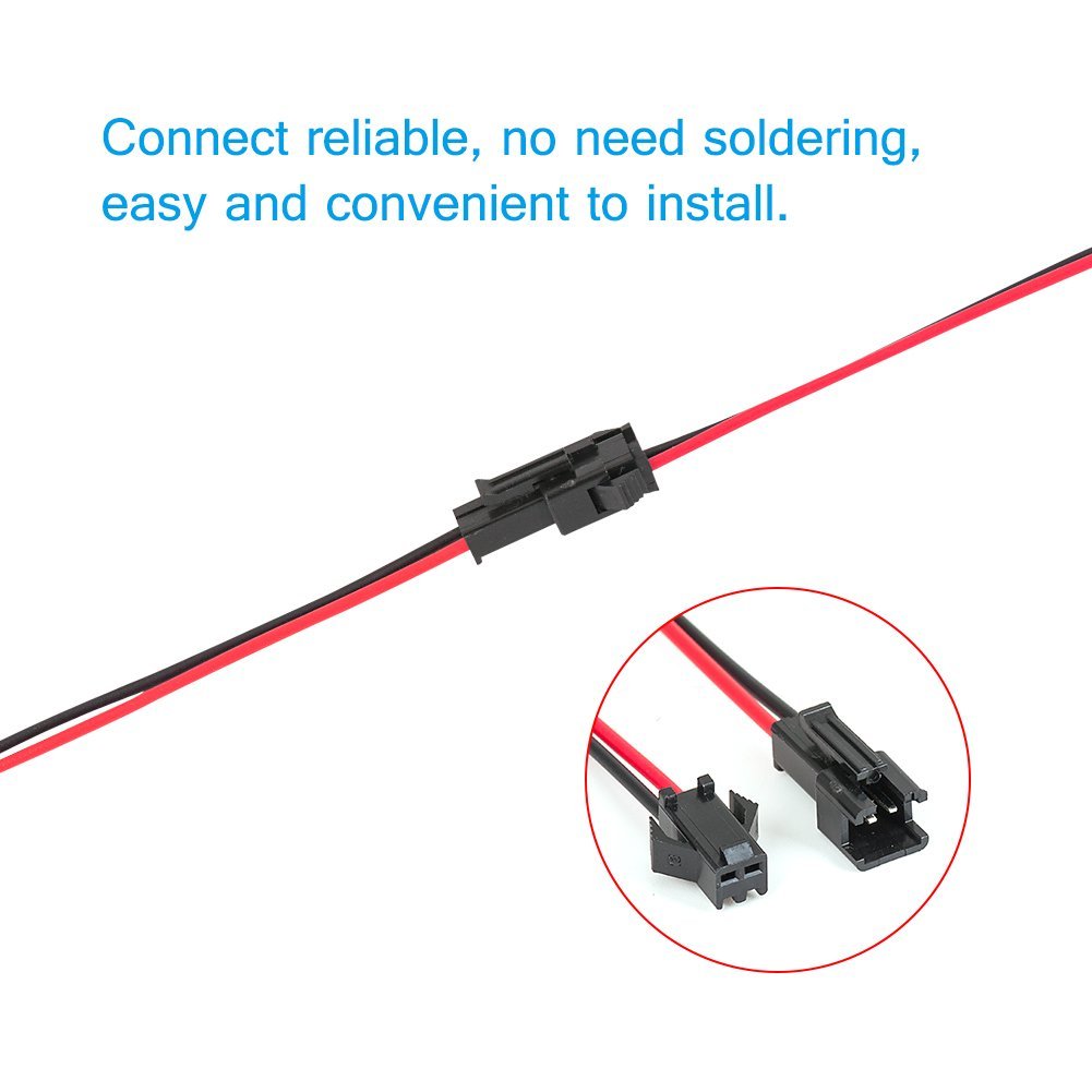20 Pairs JST SM 2 Pin Connectors With 135mm Cable - 22 AWG Wire For LED Strips, RC Models (Male & Female) - View #3