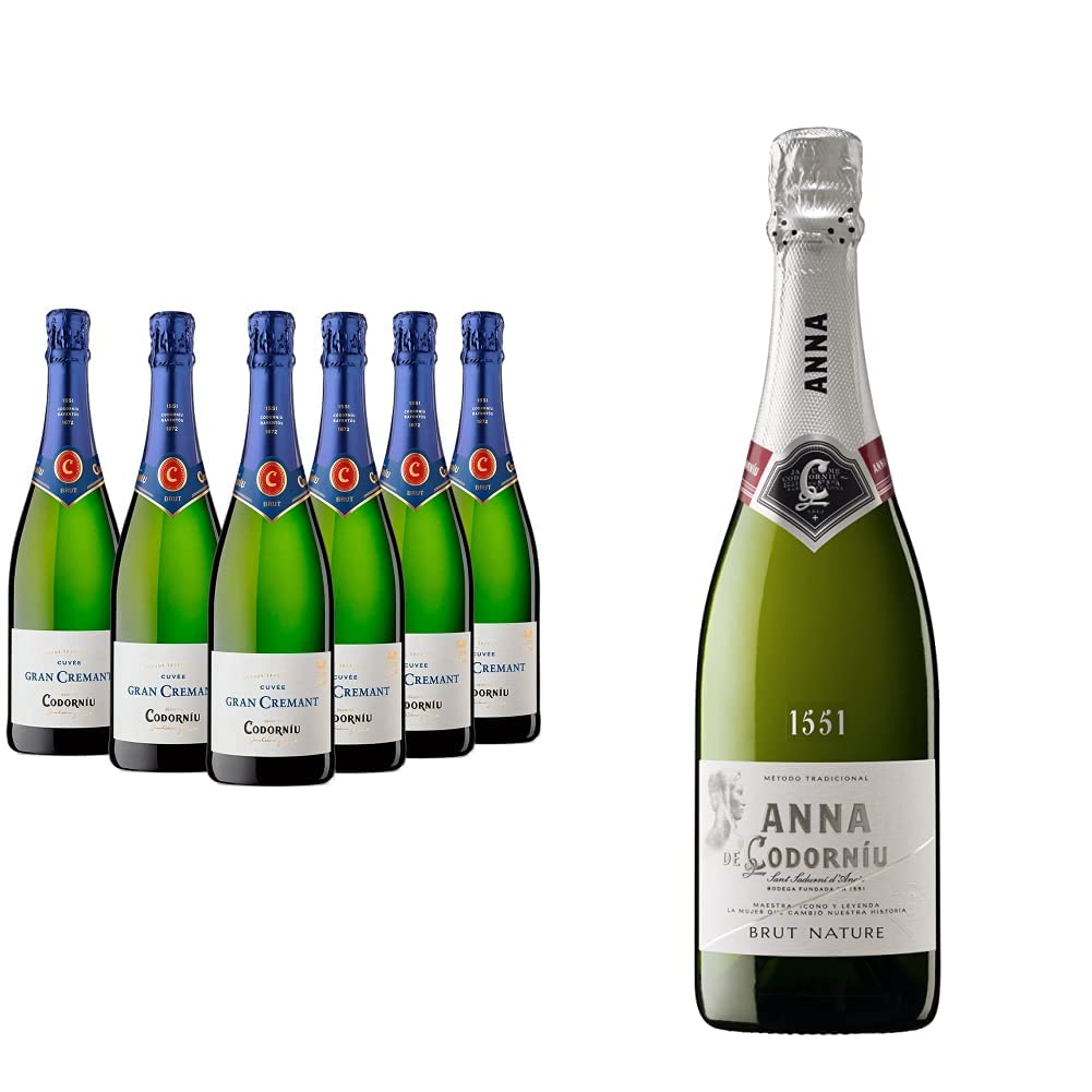 Codorníu Gran Cremant - Cava Brut - Caja 6 botellas 75cl & Anna de Codorníu - Cava Brut Nature - 75cl