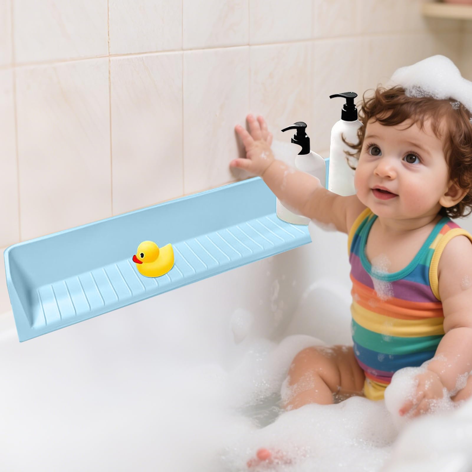 Spritzschutz Für Die Badewanne Silikon Schutzschild Für Das Badezimmer | Aufbewahrung Für Badespielzeug geeignet für Dusche, Badezimmer, Waschbecken, Waschtisch, Arbeitsplatte, Schreibtisch und Ec