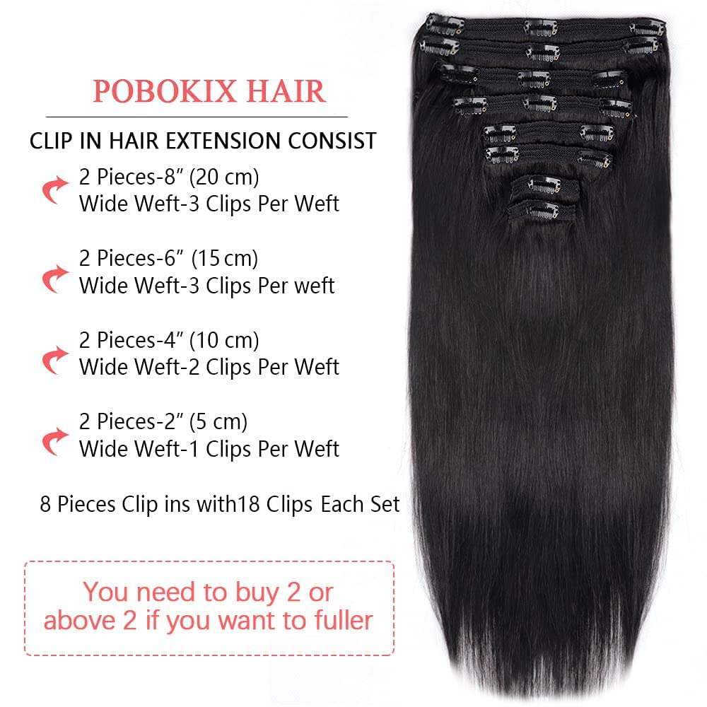 Amazon.com : 26Inch Clip in Hair Extensions Real Human Hair  display picture 2