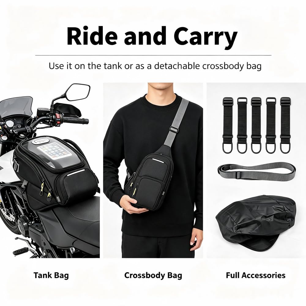 Motorrad Tankrucksack für Sabre 2010-2017 | Motorrad Tankrucksäcke, Multifunktional Tanktasche Motorrad Touring Klarsichtfenster, Wasserdichtes Oxford-Canvas