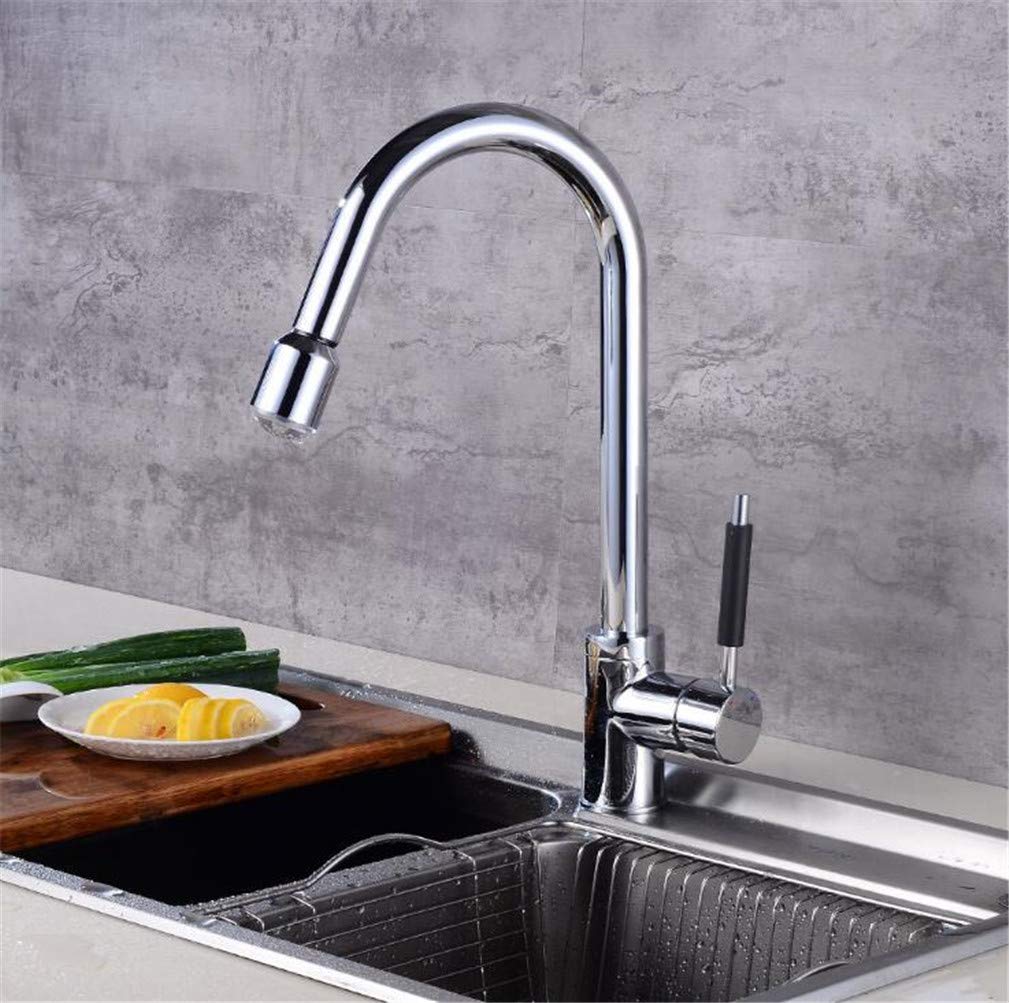 MXXQRHF Led Kitchen Faucets Chrome Mixer Faucet for Kitchen Single Handle Pull Down Deck Mounted Crane for Sinks Kitchen Faucet with Aerator 360 Swivel