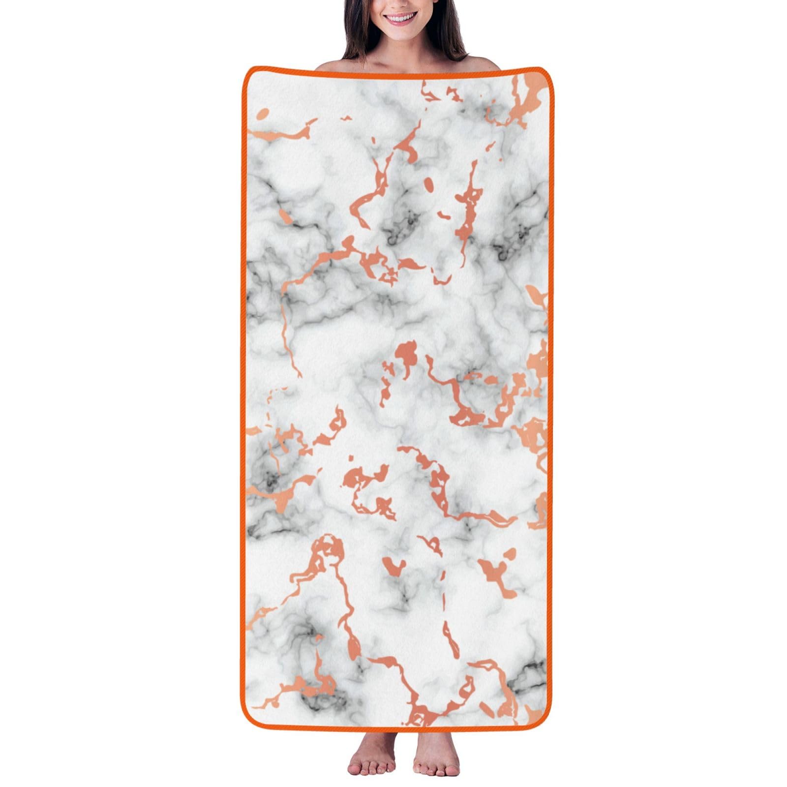 JBJGKHLP Marble Texture Copper Splatter Print Women Men Couples Coral Velvet Bath Towel Ultra-Soft For Home Bathroom Travel