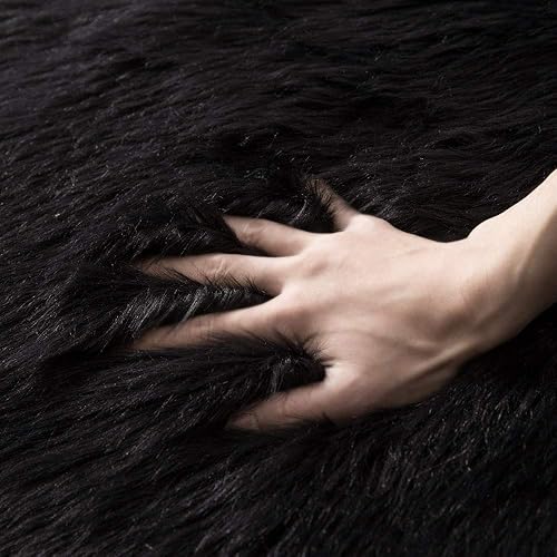 Miniatura 10 de MIULEE - Tapete de pelo sintético de oveja, decorativo, supersuave, mullido, para poner al lado de la cama, sofá, suelo y habitación del bebé, 3 x 5