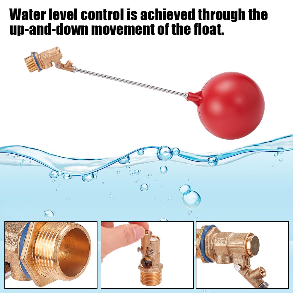 Confezione da 2 valvole a galleggiante rosse per tubi dell'acqua, regolazione automatica del livello dell'acqua per serbatoi d'acqua