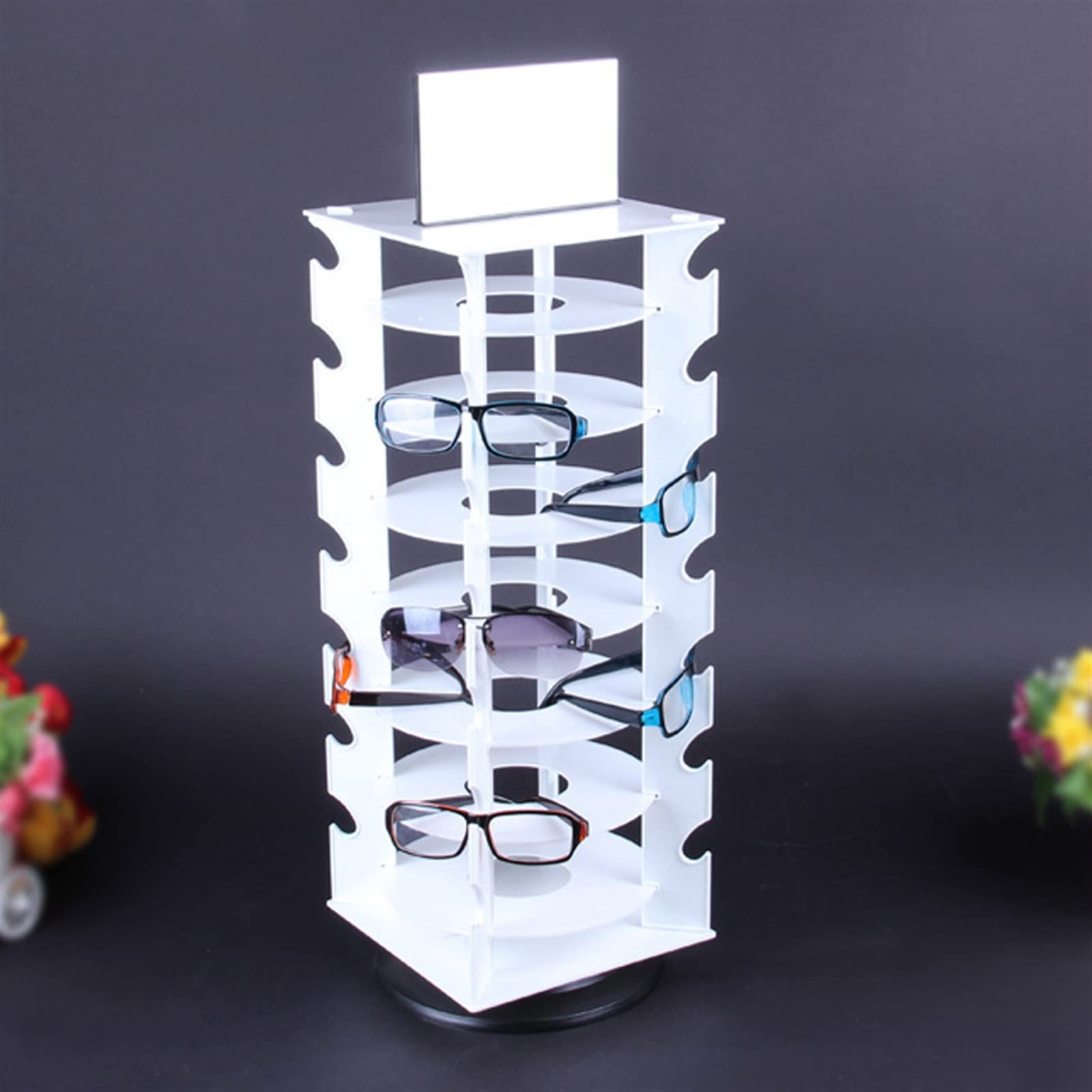 Occhiali Espositore Occhiali da Sole Portabicchieri for portabicchieri Show Display Stand Organizer, può Contenere 28 Paia di Bicchieri, Rotazione a 360 Gradi Portaocchiali