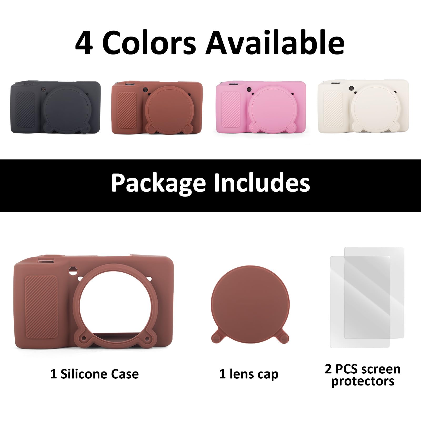 Rieibi Coque en silicone pour Ricoh GR IV, Ricoh GR IV GRIV GR4 avec 2 films de protection d'écran, couvercle d'objectif amovible pour GRIV (pour GR4 uniquement)